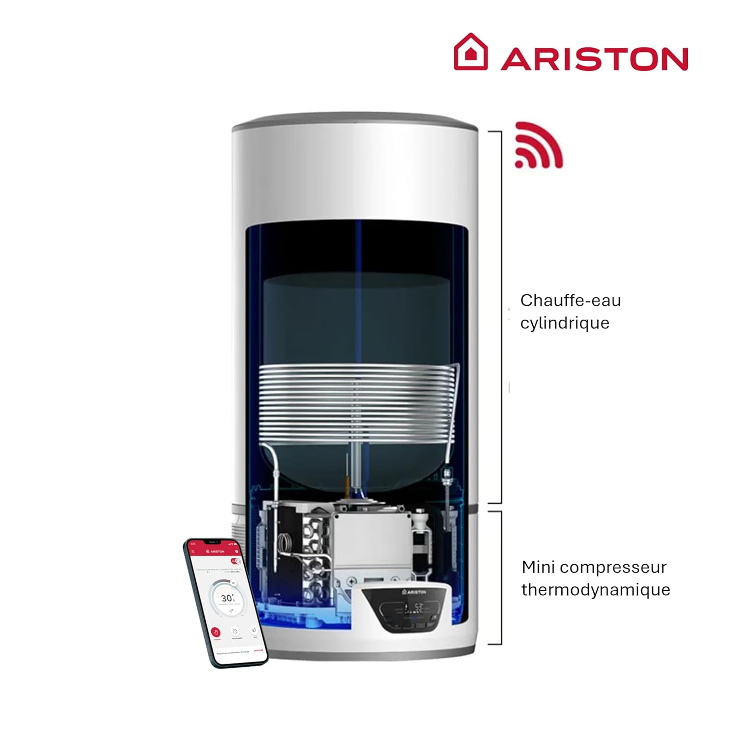 Chauffe Eau Hybride 100L, Chauffe-Eau Thermodynamique, – Image 2