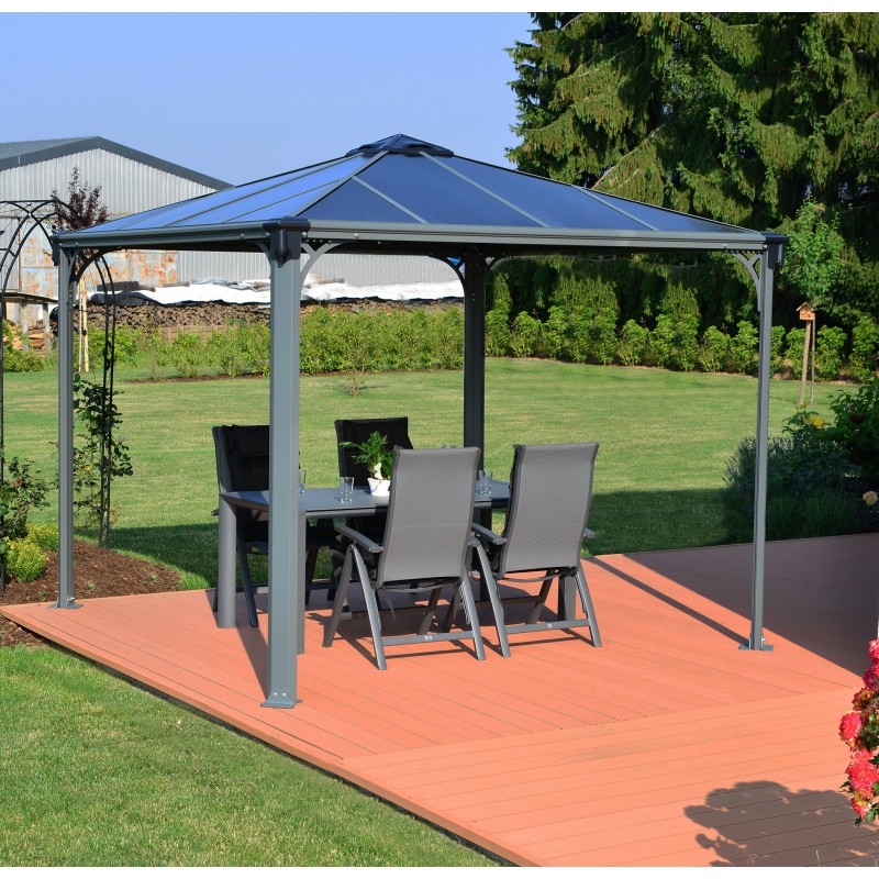 Tonnelle de jardin 3x3m en alu gris anthracite et polycarbonate – Image 2