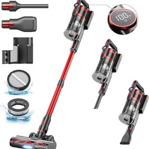 40Kpa/500W Aspirateur Balai sans Fil,Aspirateur sans Fil Puissant 60 Minutes avec écran LED,Système de Filtration à 7 étapes,2024 Double Poignée Aspirateur Balai à pour sols…