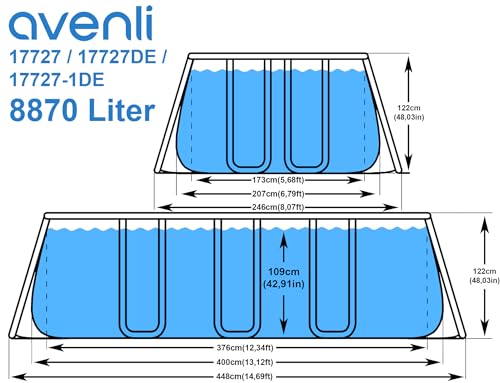 AVENLI Piscine rectangulaire avec Structure, 2343 liters, Gris, 400 x 207 x 122 cm – Image 5