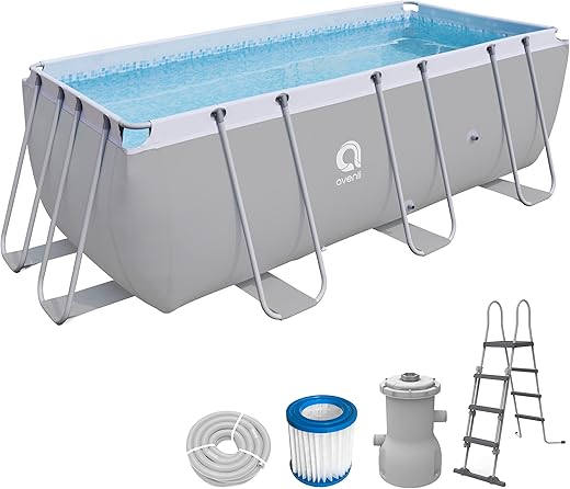 AVENLI Piscine rectangulaire avec Structure, 2343 liters, Gris, 400 x 207 x 122 cm