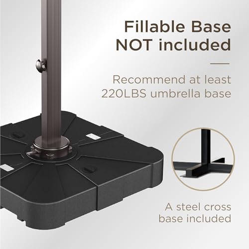 Deconk Grand parasol rectangulaire en porte-à-faux pour extérieur, parasol déporté résistant au vent avec rotation à 360 degrés pour piscine, jardin, terrasse, 3 x 4 m – Image 4