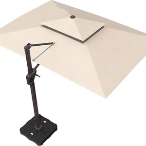 Deconk Grand parasol rectangulaire en porte-à-faux pour extérieur, parasol déporté résistant au vent avec rotation à 360 degrés pour piscine, jardin, terrasse, 3 x 4 m