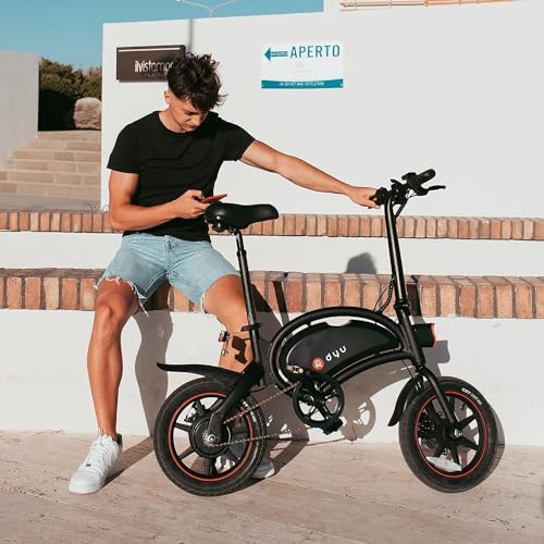 DYU Vélo Électrique Pliable,14 Pouces Vélo Électrique Portable,Smart E-Bike avec 3 Modes de Conduite, Pédalage Assisté, Hauteur Réglable, Portable Compact, Adulte Unisexe – Image 4