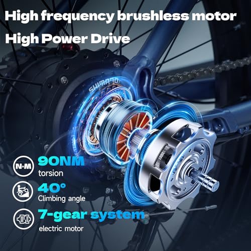 Lohang Vélo électrique Adulte, Moteur Haute fréquence sans balais, Batterie Amovible 48 V 18 Ah, portée maximale 45-90 km, pneus Tout Terrain 26 Pouces, vélo de Montagne Unisexe – Image 3