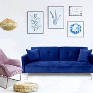 Menzzo Carla Canapé en Velours, Bleu, 191 🔍