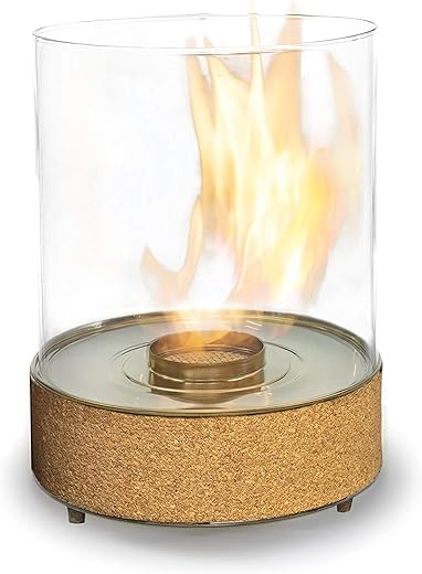 Planika Dancing Flames Cheminée Bioéthanol de Table – Intérieur et Extérieur – Accessoire Cheminée – Lanterne de Jardin – Design Spectaculaire – Chêne – 25,1 x 35,3 cm