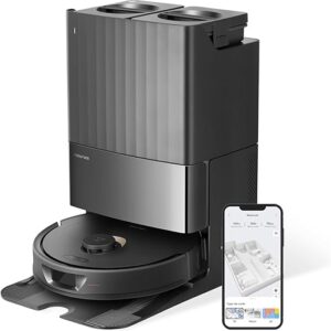 roborock Qrevo Robot Aspirateur Laveur avec Station, Fonctions automatiques Vidage, Lavage, Séchage, Nettoyage de la Station, Remplissage, 5500 Pa, Double serpillière rotative,…