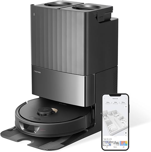 roborock Qrevo Robot Aspirateur Laveur avec Station, Fonctions automatiques Vidage, Lavage, Séchage, Nettoyage de la Station, Remplissage, 5500 Pa, Double serpillière rotative,…