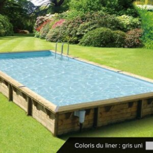 Ubbink – Piscine Bois Linéa 8,00 x 5,00 x 1,40 m – Liner Gris