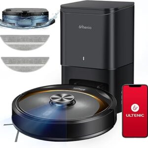 Ultenic T10 Elite Robot Aspirateur Laveur, Station Auto-Vidage, Navigation Lidar avec Cartographie, Connecté App et Alexa, Idéal pour Les Poils d’animaux, Cheveux, Poussière et…